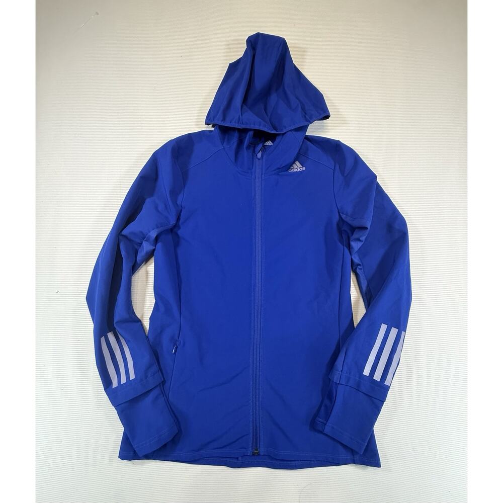 Adidas Energy Running Jacket Women’s XS Blue Full Zip Hoodie Reflective